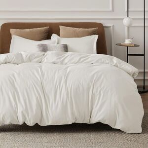 Duvet Cover Set Bedsure Solid Ivory - Queen Size
